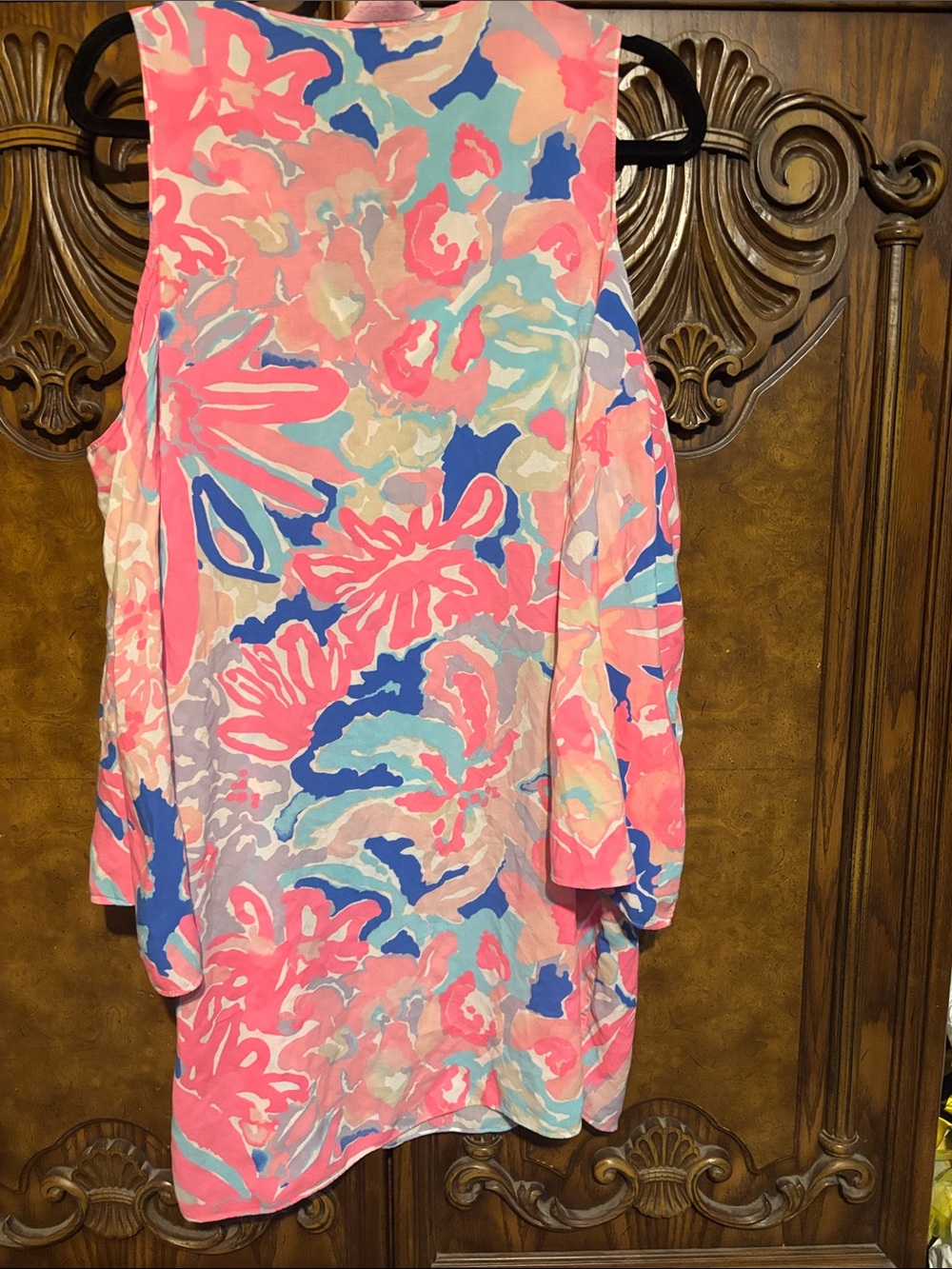 Lilly Pulitzer Pink Blue Floral Cold-Shoulder Tunic - Picture 7 of 7